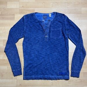 Diesel Blue Long Sleeve Henley Shirt